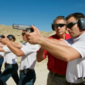 four men getting the gun shooting training